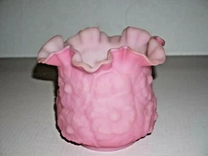 Fenton Pink Satin Custard Glass Decorative Bowl with Raised Flowers design USA - Picture 1 of 5