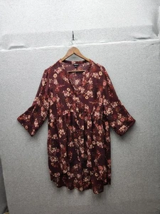 Blusa túnica babydoll con botones borgoña floral cizalla 2x mangas 3/4 10 - Imagen 1 de 8