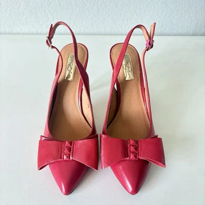 NWOT Halogen Red Leather Pumps 4” Heels Sling Back Y2K Shoes Women’s Size 6.5 M - Image 1 of 4