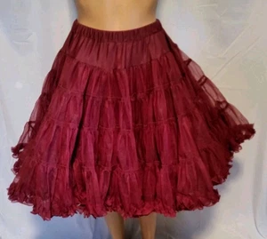 Vtg 22” Sam's Square Dance Rockabilly Petticoat Burgandy 28-34" Waist Pettipants - Picture 1 of 6