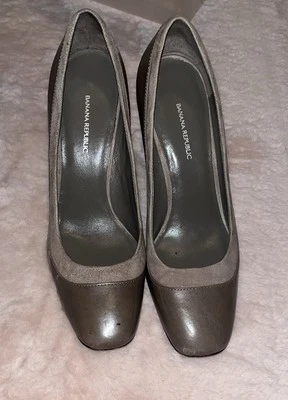 复古 20 世纪 80 年代 BANANA Republic 3.25 英寸 Chunky HEEL PUMPS 尺寸 7.5 — 第 1/4 张图片