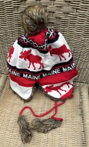 Cappello da cacciatore invernale del MAINE con alce - pelliccia sintetica con pom pom - Foto 1 di 4