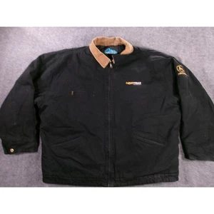 John Deere Jacket Mens 2XL Black Brown Quilted Nor Trax Workwear Chore Canvas - Picture 1 of 13