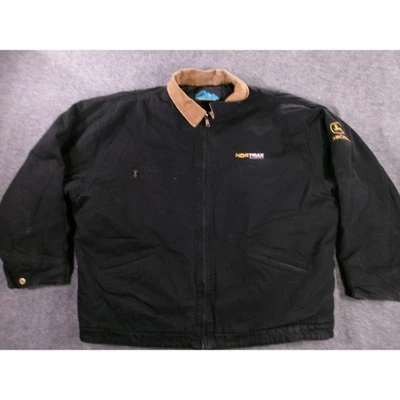 John Deere Jacket Mens 2XL Black Brown Quilted Nor Trax Workwear Chore Canvas - Image 1 of 4