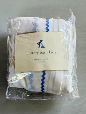 Forro de canasta Pottery Barn Kids Ric Rac extra grande XL azul bebé niño Foto 1 de 4