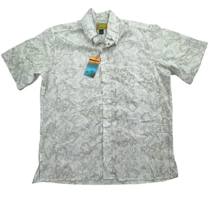 Kiholo Kai Shirt Mens Large White Gray Floral Hawaiian Button Up Tailored USA - Picture 1 of 9