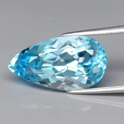 💎 13,70ct 20x11mm VS Pera Topacio Azul Cielo Natural - Piedra Preciosa Brasil Foto 1 de 4