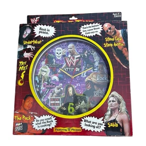 Vintage 1999 WWF/WWE Talking Wall Clock Steve Austin Undertaker Rock Sable NEW - Picture 1 of 15
