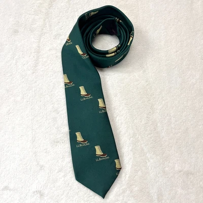 Botas Corbata Vintage LL Bean Logo Verde Bosque Freeport Maine Seda Foto 1 de 4