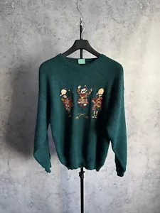 Suéter de punto vintage para hombre Mohair acrílico bordado logotipo años 90 verde talla 48 - Imagen 1 de 16