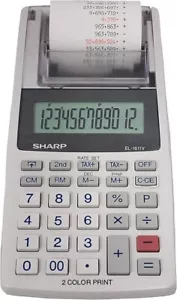 Sharp EL-1611V Printing Calculator 2 Color Black/Red 12 Digits Tax Function - Picture 1 of 1