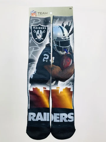 Las Vegas Raiders NFL FBF Socks Large Mens 10-13 Marshawn Lynch For Bare Feet Cover