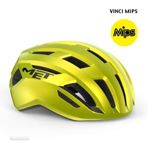 NEW 2023 MET VINCI MIPS Road Cycling Helmet : LIME YELLOW METALLIC