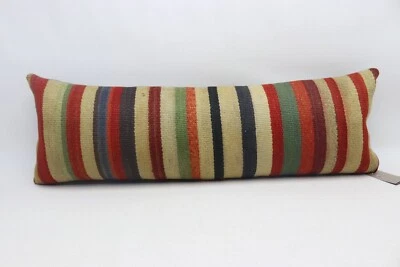 Striped 12x36 kilim pillow cover, Euro sham pillow, Handmade kilim pillow, K462 - Image 1 of 4