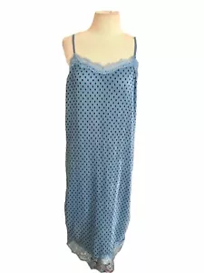 Free People Nachthemd blau Größe 10 Spaghettiträger Spitze gepunktet - Bild 1 von 12