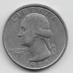 1989 P Washington Quarter Error MAD Misaligned Die Obverse - Picture 1 of 2