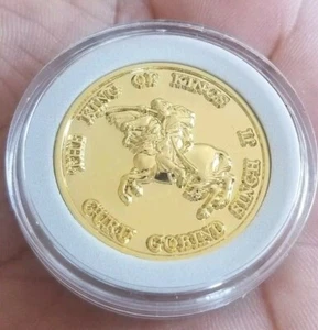 Gold tone sikh the king of kings guru gobind singh ji khalsa 1699 token 3d coin - Picture 1 of 8