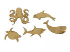 5x Wooden MDF Sea Life Shape Octopus Fish Turtle Whale Shark Craft Decoration