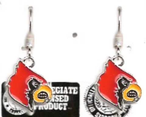 NCAA University of Louisville Cardinals Small Pierced Earriings Silver Plate NEW Cover