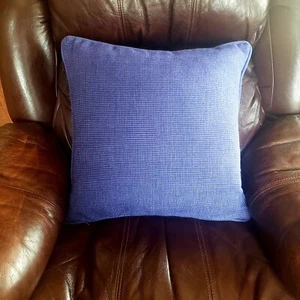 Crate & Barrel 18” x 18” Henley Pillow WOVEN COBALT BLUE. - Picture 1 of 4