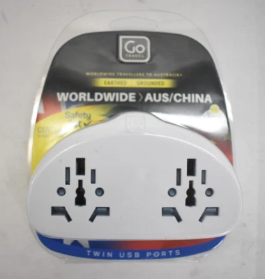 Go Travel Worldwide Australia Universal Earthed Grounded with Twin USB Ports - Image 1 of 4