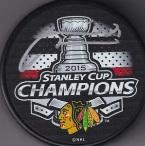 BECKETT MARIAN HOSSA SIGNED CHICAGO BLACKHAWKS 2015 STANLEY CUP CHAMPS PUCK 0719 - Picture 1 of 2