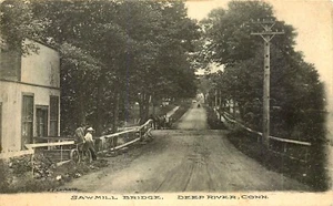 SAWMILL BRIDGE, DEEP RIVER, CONNECTICUT, 1911, VINTAGE POSTCARD - Picture 1 of 2