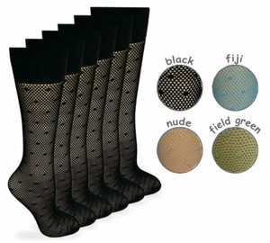 Womens Fishnet Pattern Vintage Mesh Knee High Trouser Dress Stockings 6 Pack - Picture 1 of 6