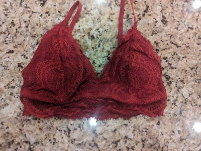 Gilly Hicks Women's Longline Lace Triangle Bralette Burgundy size M - Image 1 of 4