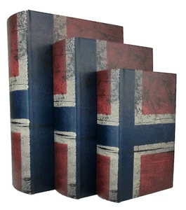 NEW - Wood Antique Book Box, Set of 3 - Brittania - Storage - FREE SHIPPING!!! - Picture 1 of 1