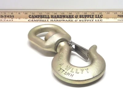 ALLOY G8 7 Ton Swivel Hoist Hook With Latch Crane Tow Lifting Sling Shackle - Image 1 of 4