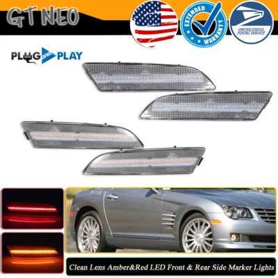 Para 2004-2008 Chrysler Crossfire luz indicadora lateral de sinal LED frontal e traseira 4 peças - Imagem 1 de 4