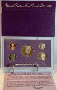 1993 S Annual 5 Coin Proof Set US Mint Original Box & COA - Picture 1 of 1