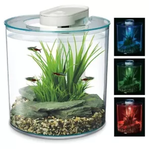 Marina 360 Acquario 10L Nano Fish Tank Principianti Bambini LED Telecomando 4 Colori Filtro - Foto 1 di 13