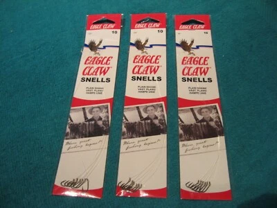 18 Snelled Eagle Claw # 031 Bronze Plain Shank Fish Fishing Hooks - Size 10 - Image 1 of 3