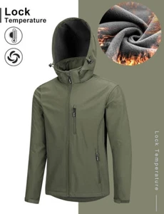 Men's Waterproof Jackets Fleece Lining Softshell Jacket Mens Shower Jacket - Picture 1 of 7