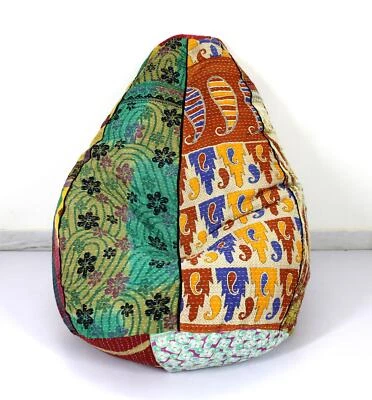 Reposapiés hecho a mano de algodón vintage Kantha Hippie bohemio niños bolsa de frijoles Foto 1 de 4