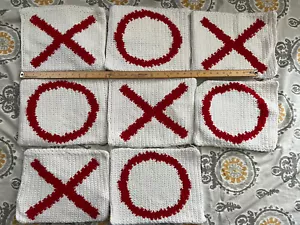 Large Crochet TIC TAC TOE Game 8 Large Pieces - Picture 1 of 7