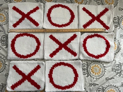 Large Crochet TIC TAC TOE Game 8 Large Pieces - Image 1 of 4