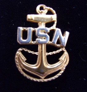 WWII U.S. Navy Sterling Anchor & Chain Insignia Pin - Picture 1 of 3