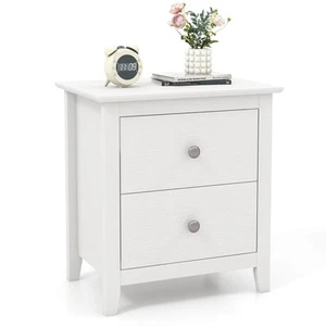 Modern Nightstand w/ Storage 2 Drawers and Support Legs for Bedroom White - Picture 1 of 9