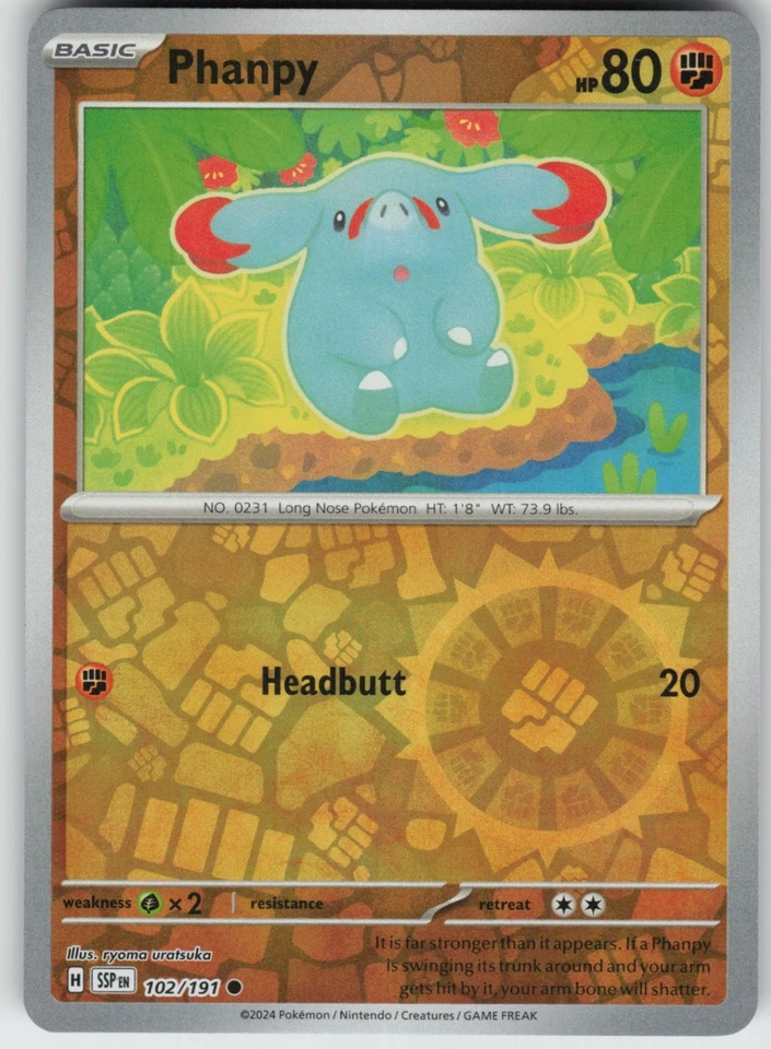 PO-01 Reverse Holo Phanpy 102/191 Common SV08: Surging Sparks - Image 1 of 1