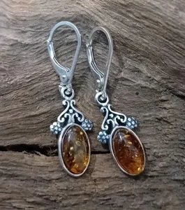 Sterling Silver Earrings Set With Amber (3) - Picture 1 of 1