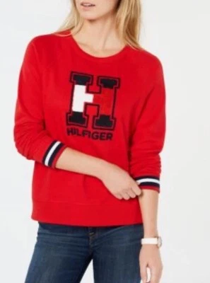 Suéter pulôver feminino esportivo Tommy Hilfiger chenille tamanho pequeno feriado - Imagem 1 de 4