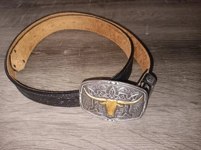 Cinturón Silver Creek Classics Cuero Negro Tocado a Mano Western Talla 42 EE. UU. Hebilla  Foto 1 de 4