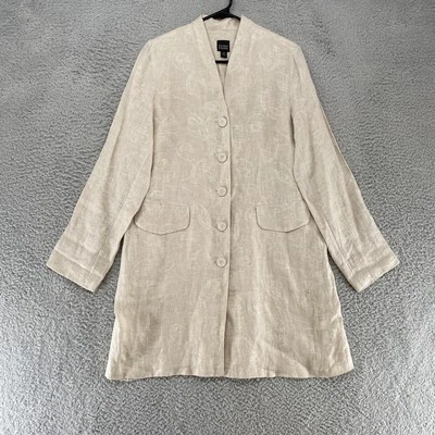 Eileen Fisher Jacket Womens Small Beige 100% Linen Minimalist Blazer Lagenlook - Image 1 of 4