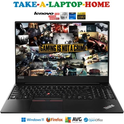 Lenovo i5 Gaming Laptop Windows11 Pro Big Full HD 15.6" Widescreen NVMe SSD - Image 1 of 4