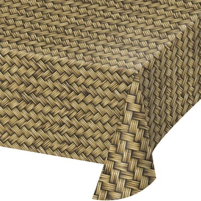 LOT OF 7 - Basket Weave Plastic Banquet Tablecloth 54" x 108" Summer Spring, NEW - Image 1 of 3