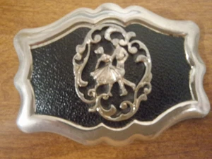 Western Line Square Dance Country Silver Tone Dancing Couple Belt Buckle USA - Picture 1 of 9