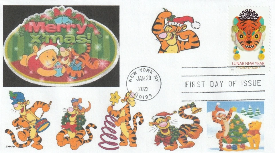 WINNIE THE POOH  TIGGER   CHRISTMAS   LNY TIGER   FDC- DWc  CACHET - Image 1 of 1